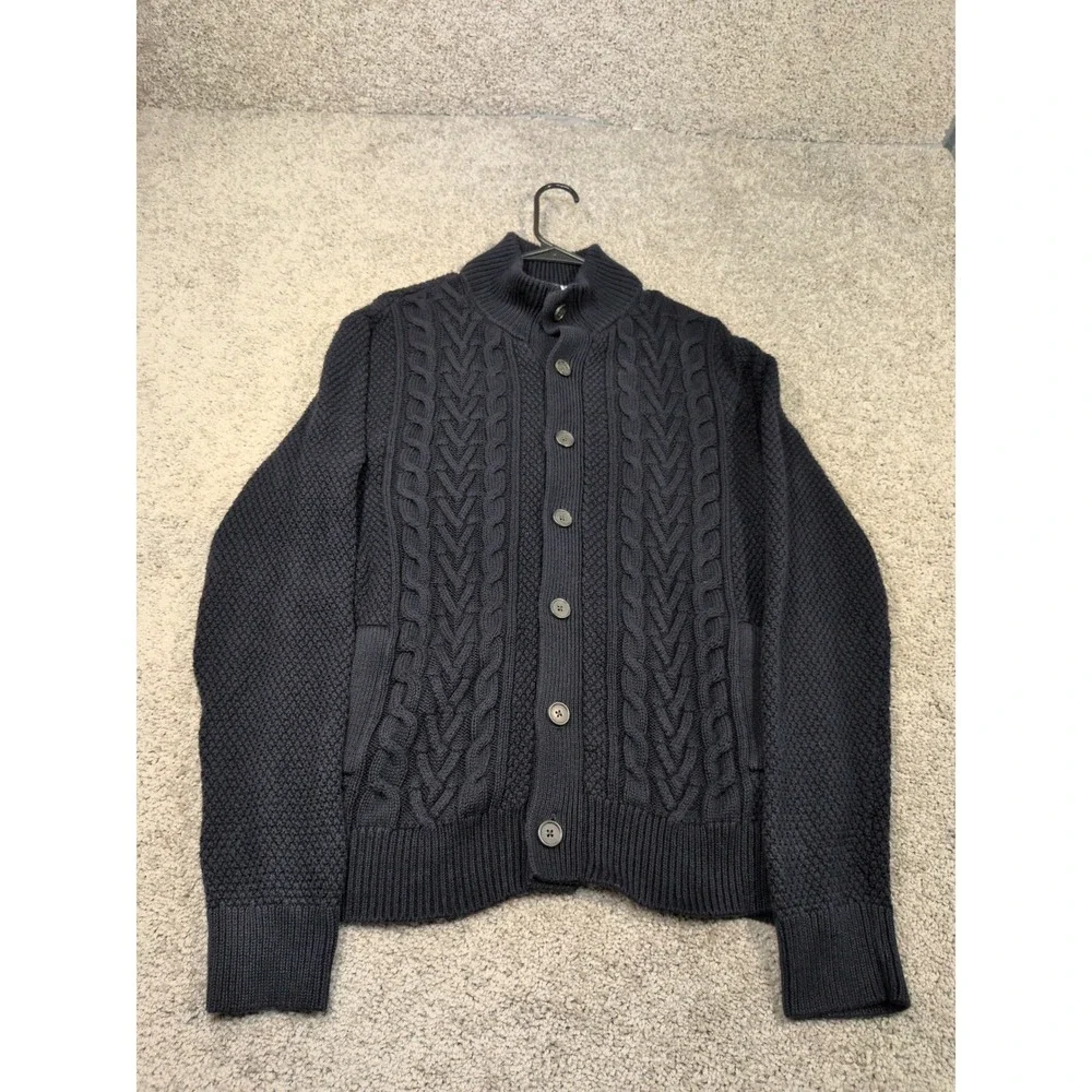 Banana Republic Mens Navy Blue Cable Knit Button‎ Front Cardigan Sweater Size M